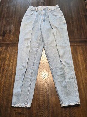 VTG 80s Lee Jeans Womens 11 27X31 High Waisted Blue Pleated Tapered 34783 G737